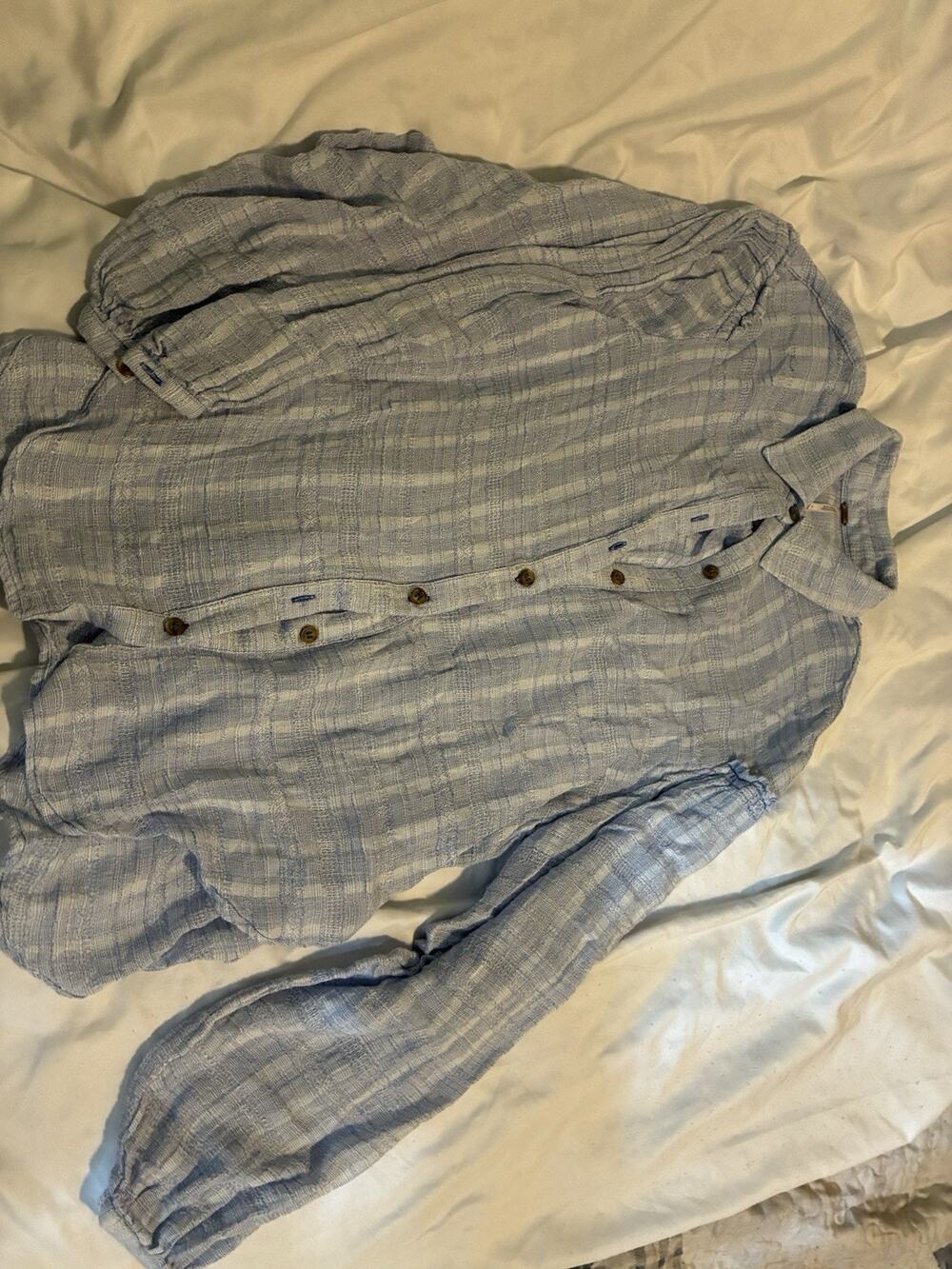 Free People Gauzy Cotton Blend Long Sleeve Headed To The Highlands Top Sz Small